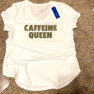 Apt 9 Women’s Caffeine Queen V-Neck Graphic Tee Size L New With Tags